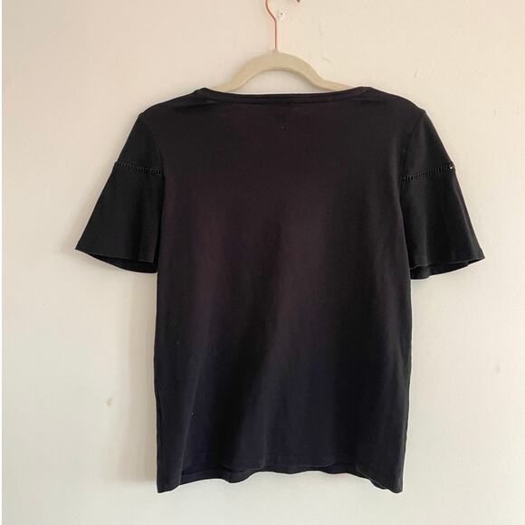 J. Crew - Black Cotton Eyelet T-Shirt - Picture 2 of 6